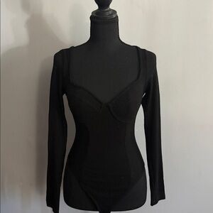 Fashion Nova Black Long Sleeve Bodysuit